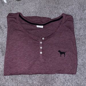 PINK Long Sleeve T-Shirt Henley